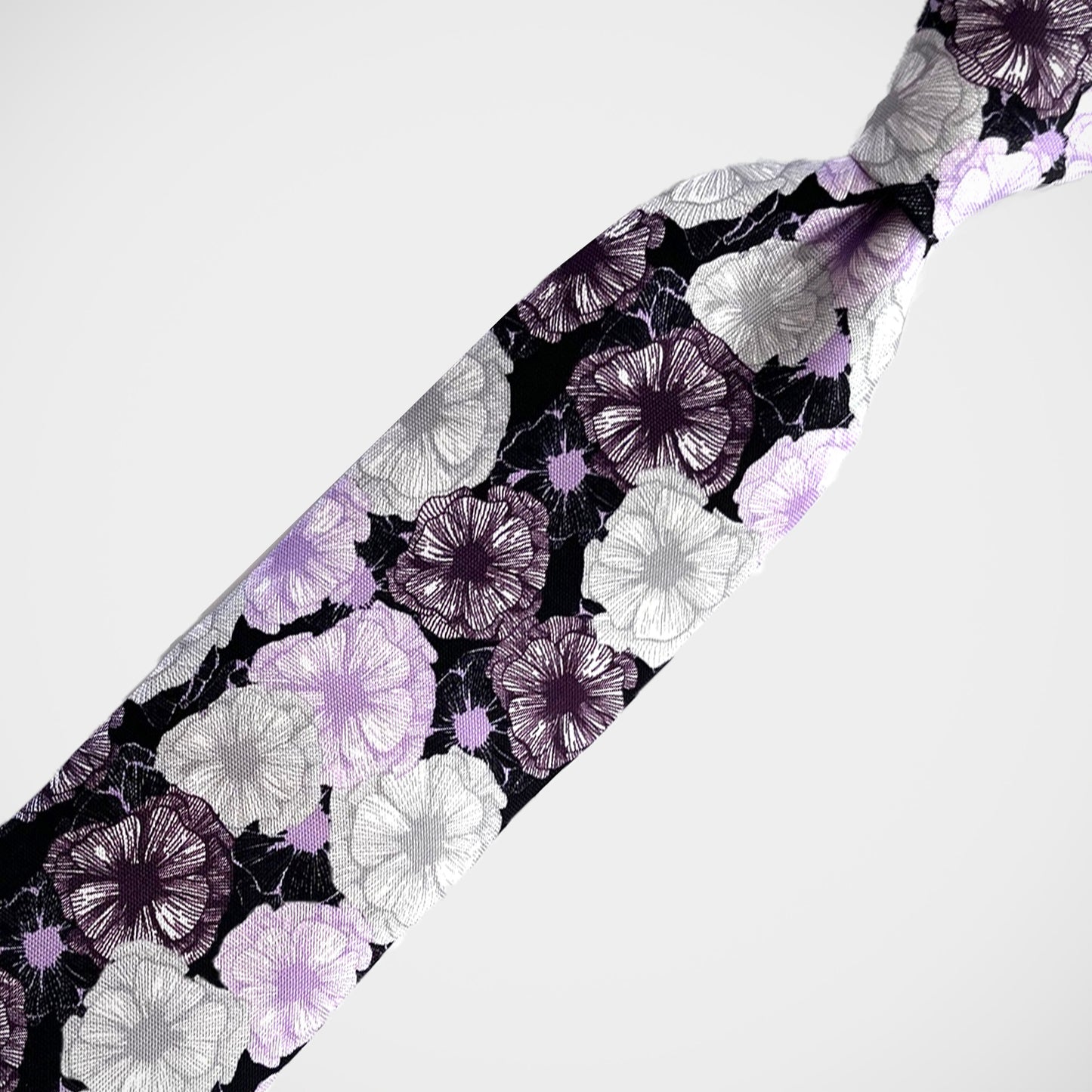 'Plum and Grey Floral' Tie