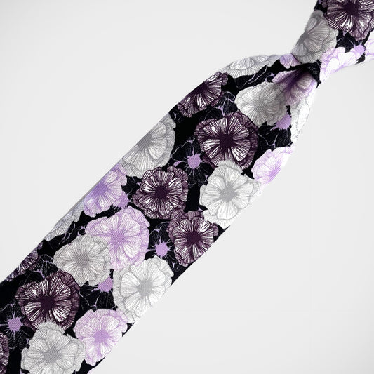 'Plum and Grey Floral' Tie