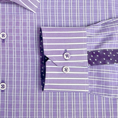 'Plum Stripe and Check' Dress Shirt