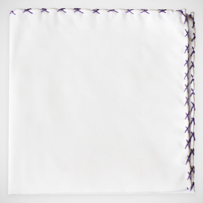 'Hand-stitched in Purple' Pocket Square