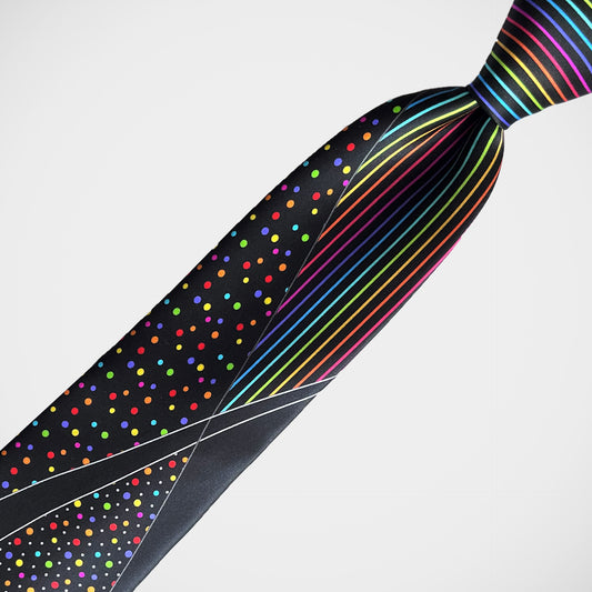 'Stripes and Dots on Black' Tie