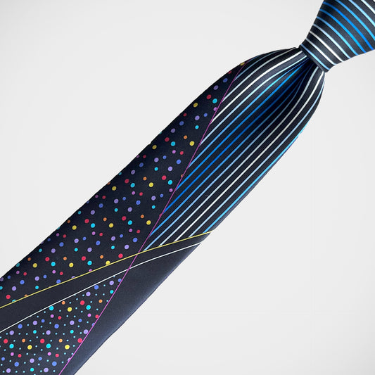 'Stripes and Dots on Navy' Tie