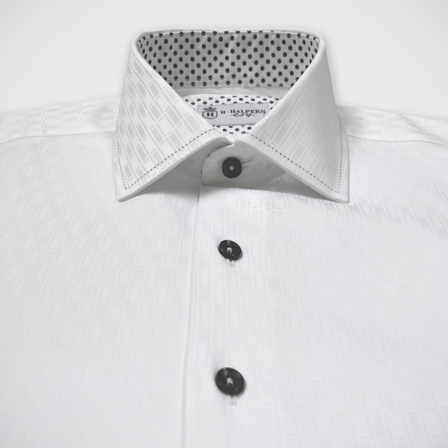 'Geometric White-on-White' Sport Shirt
