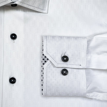 'Geometric White-on-White' Sport Shirt