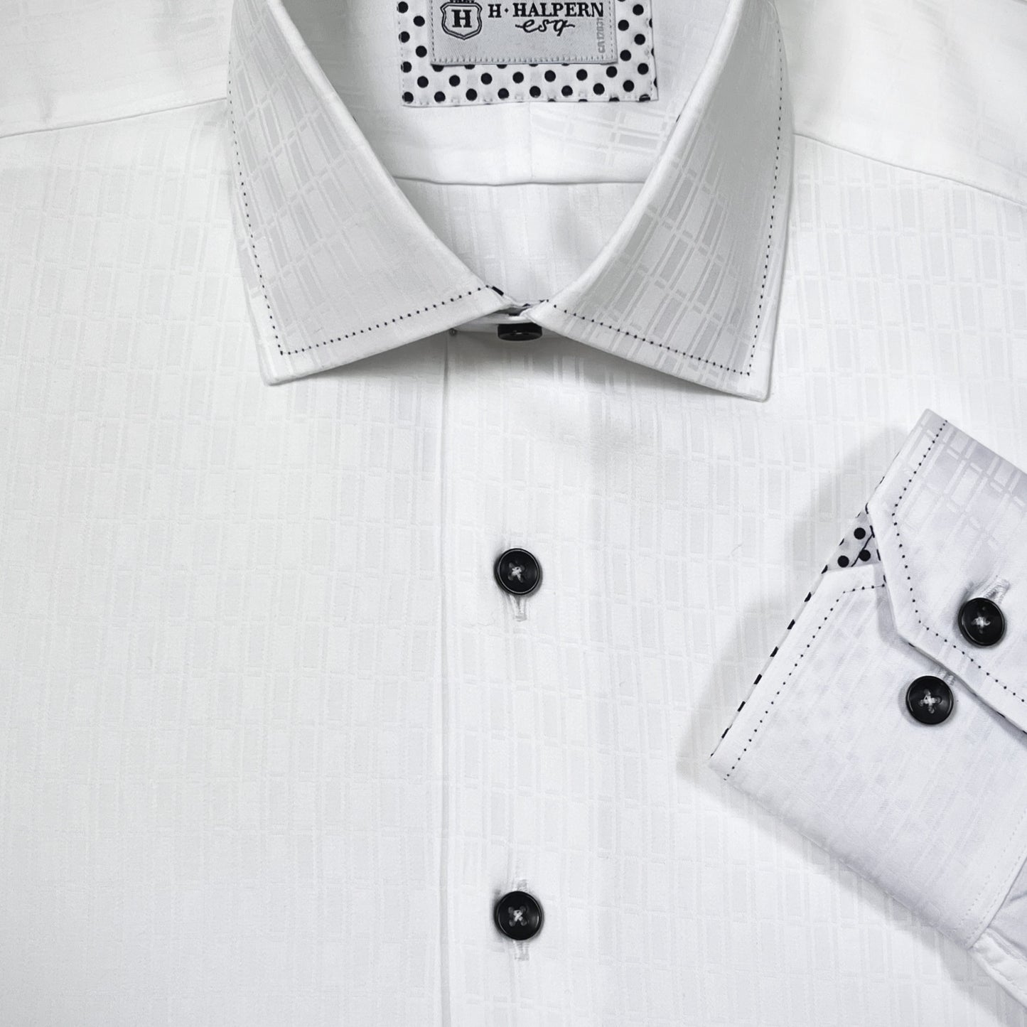 'Geometric White-on-White' Sport Shirt