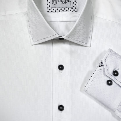 'Geometric White-on-White' Sport Shirt