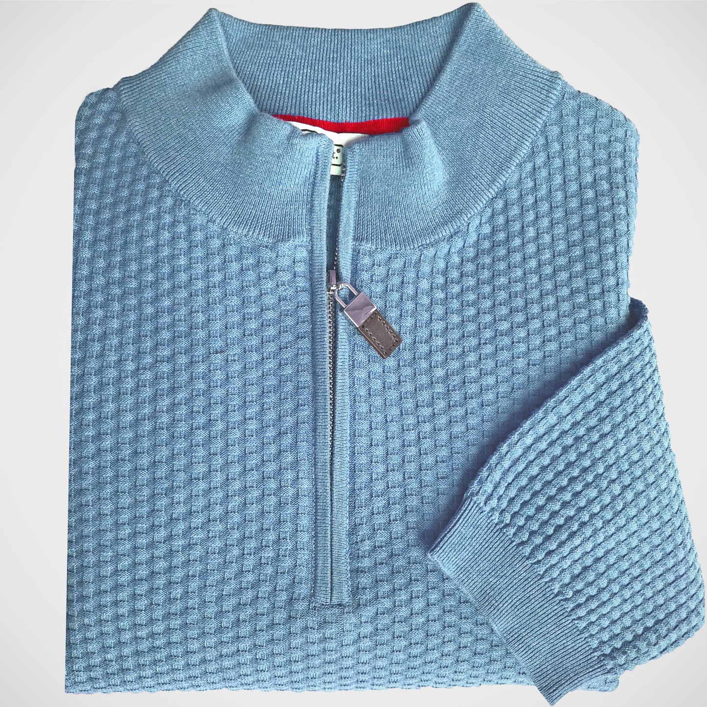 'Zip Mock - Sky' Sweater