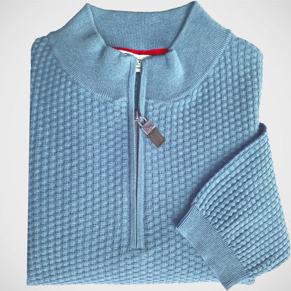 'Zip Mock - Sky' Sweater