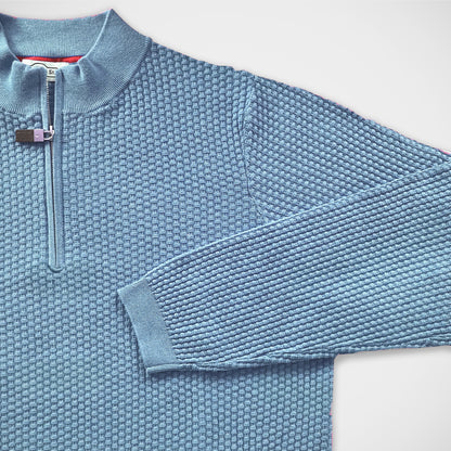 'Zip Mock - Sky' Sweater