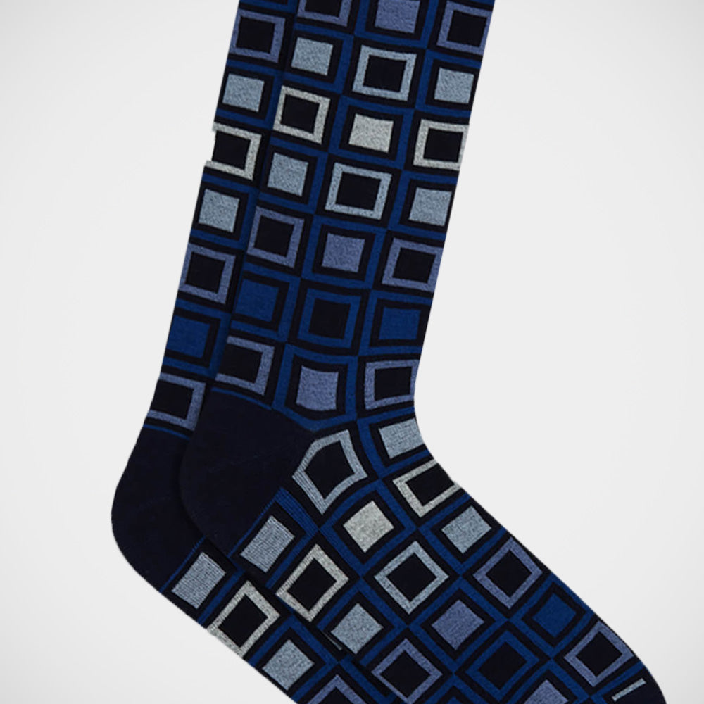'Squares on Blue' Socks