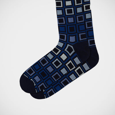 'Squares on Blue' Socks