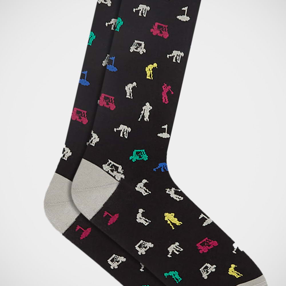 'Golfer & Cart on Black' Socks