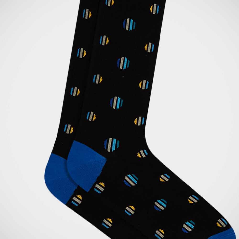 'Striped Circles on Black' Socks