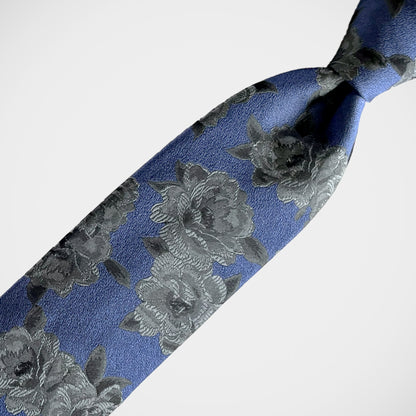 'Blue with Silver Floral' Tie