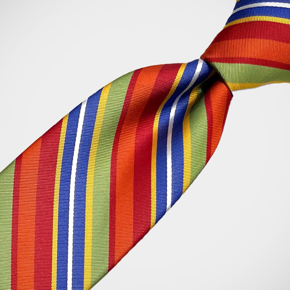 'Orange, Royal & Green Stripe' Tie