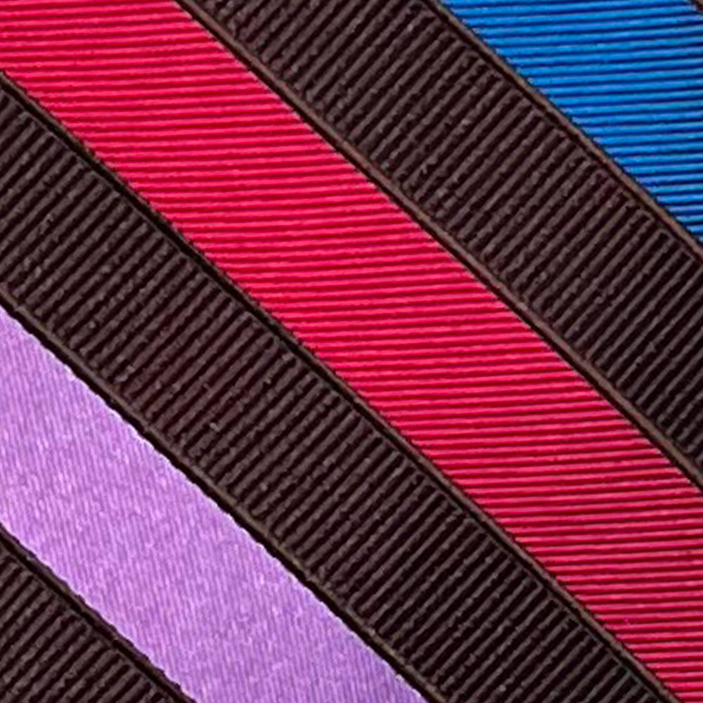 'Brown with Pink & Blue Stripe' Tie