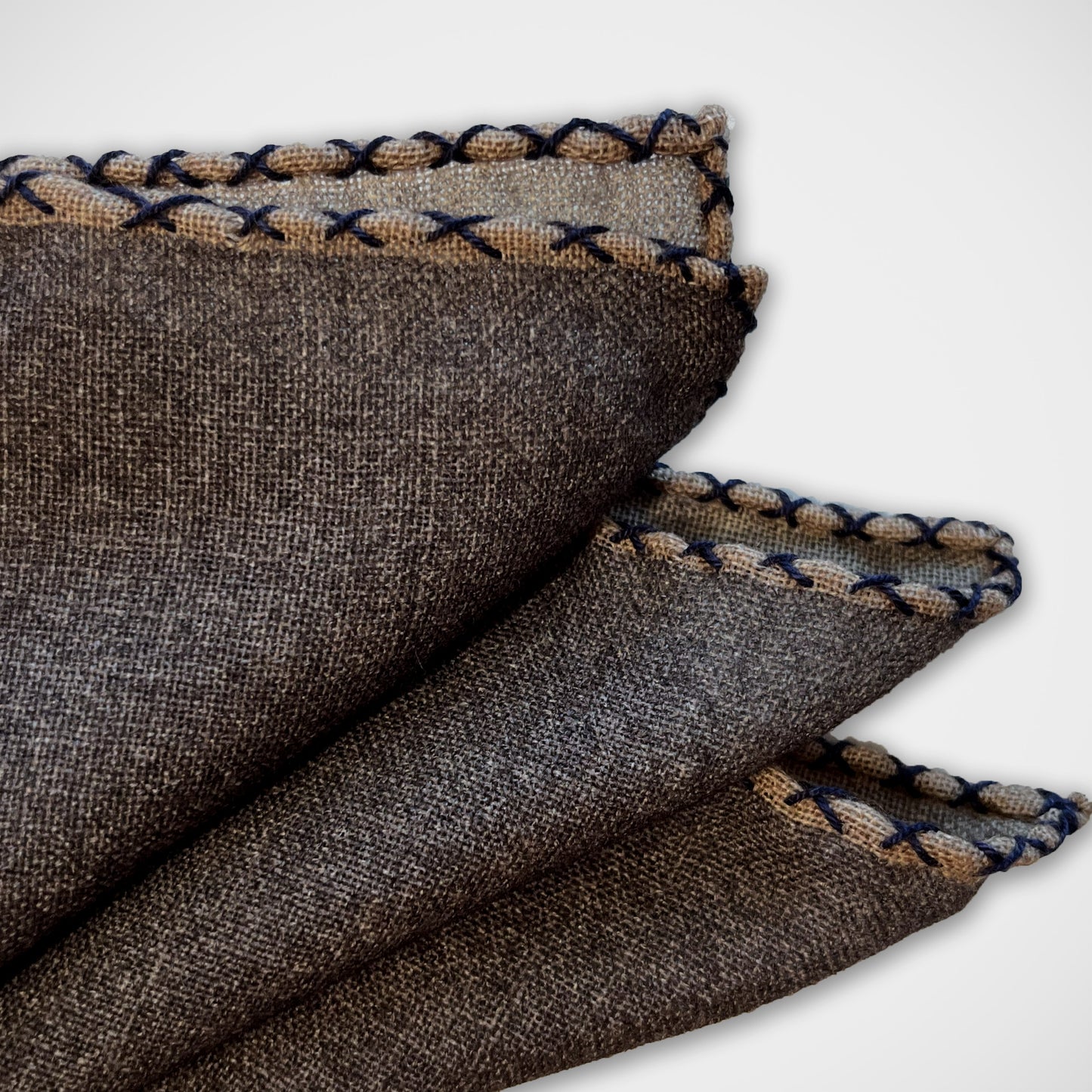 'Hand-stitched Brown Wool' Pocket Square