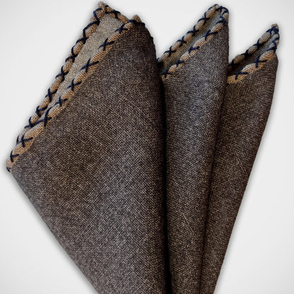 'Hand-stitched Brown Wool' Pocket Square