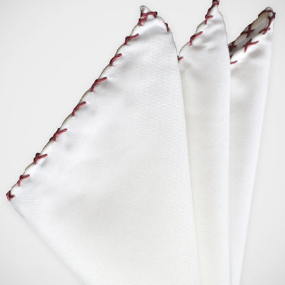 'Hand-stitched in Burgundy' Pocket Square