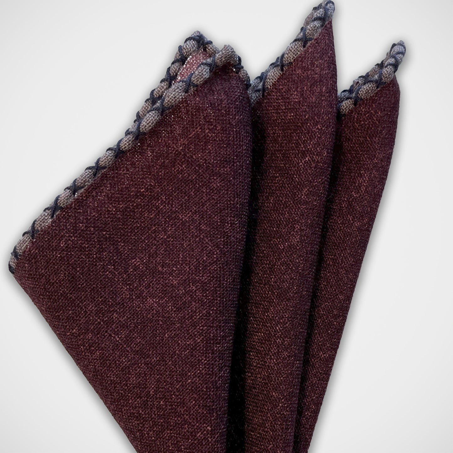 'Hand-stitched Burgundy Wool' Pocket Square