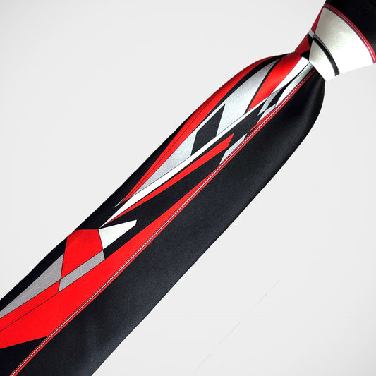 'Red Abstract on Black' Tie