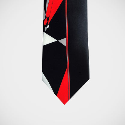 'Red Abstract on Black' Tie