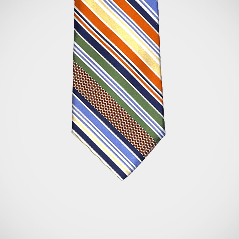 'Gold, Blue & Orange Stripe' Tie
