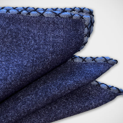 'Hand-stitched Navy Wool' Pocket Square