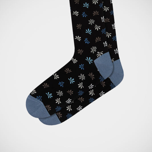 'Blue Daisies on Black' Socks