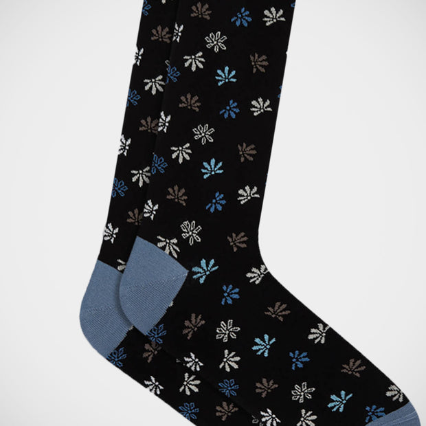 'Blue Daisies on Black' Socks