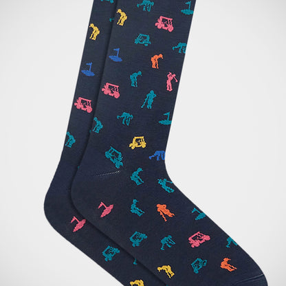 'Golfer & Cart on Blue' Socks