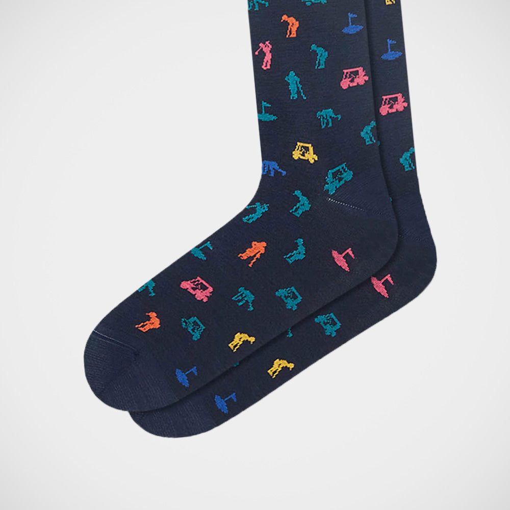 'Golfer & Cart on Blue' Socks