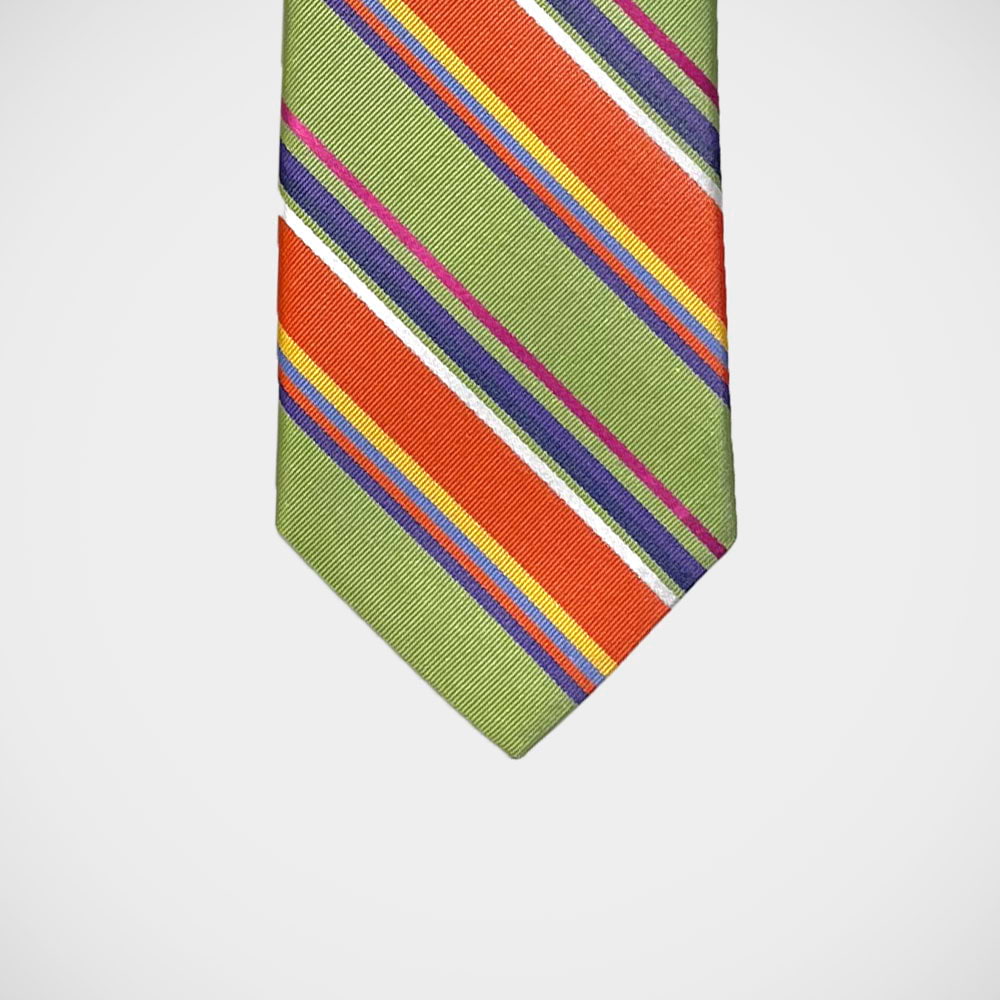 'Orange & Green Bold Stripe' Tie