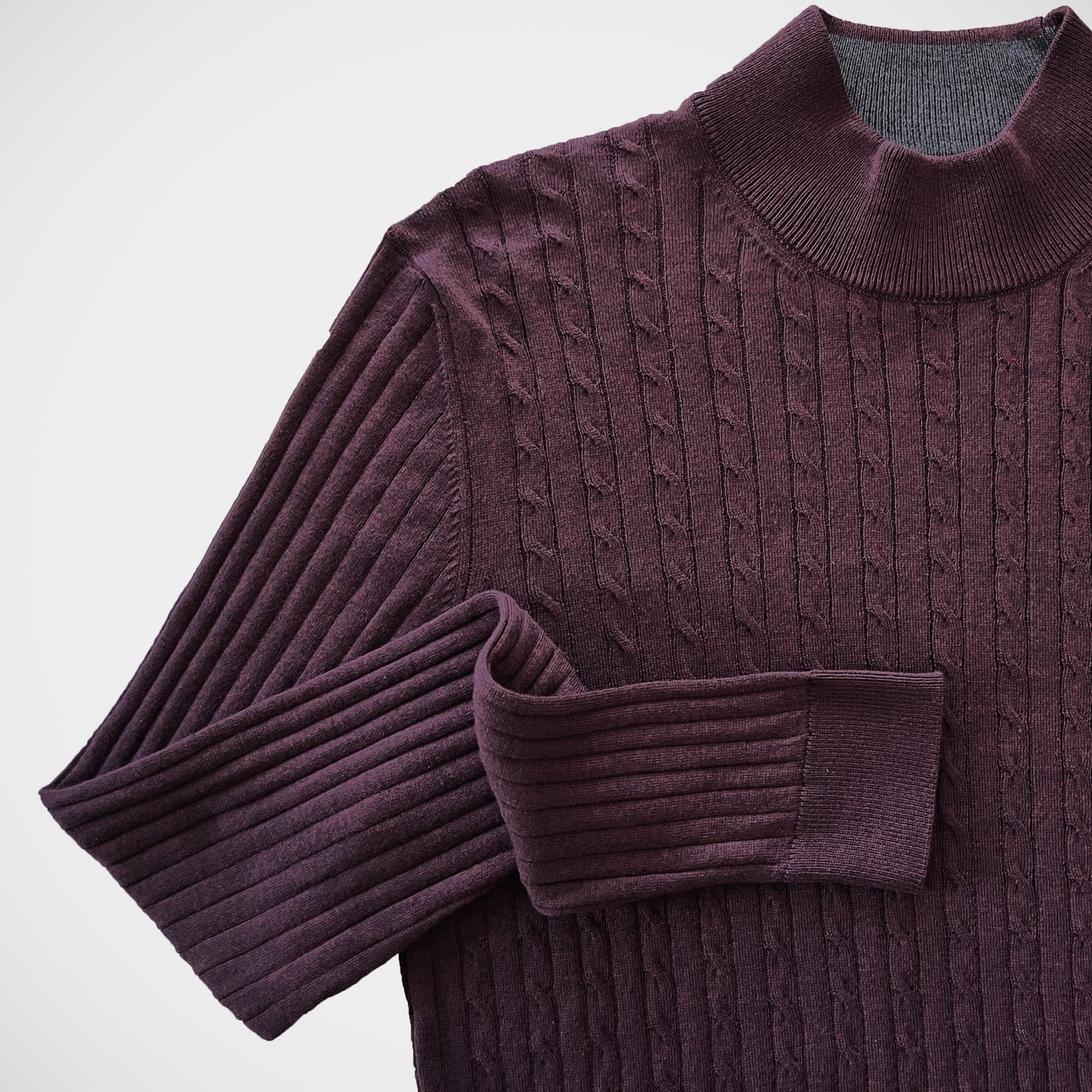 'Mock Turtle Cable - Burgundy' Sweater