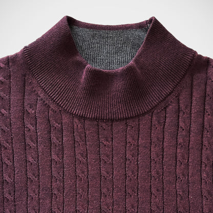 'Mock Turtle Cable - Burgundy' Sweater