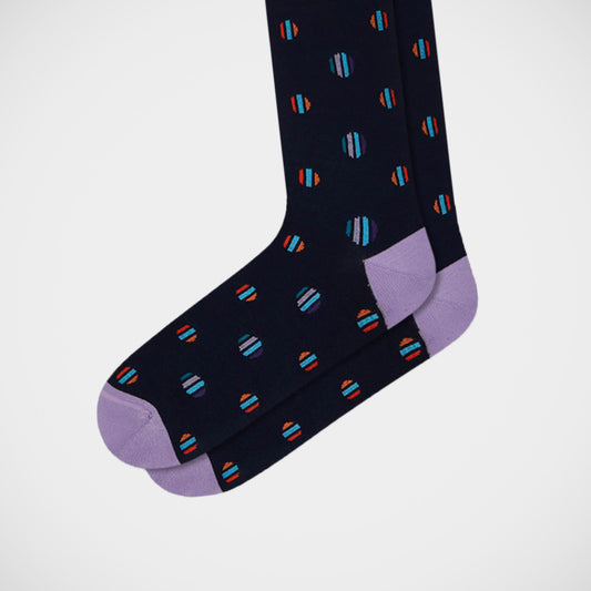 'Striped Circles on Navy' Socks