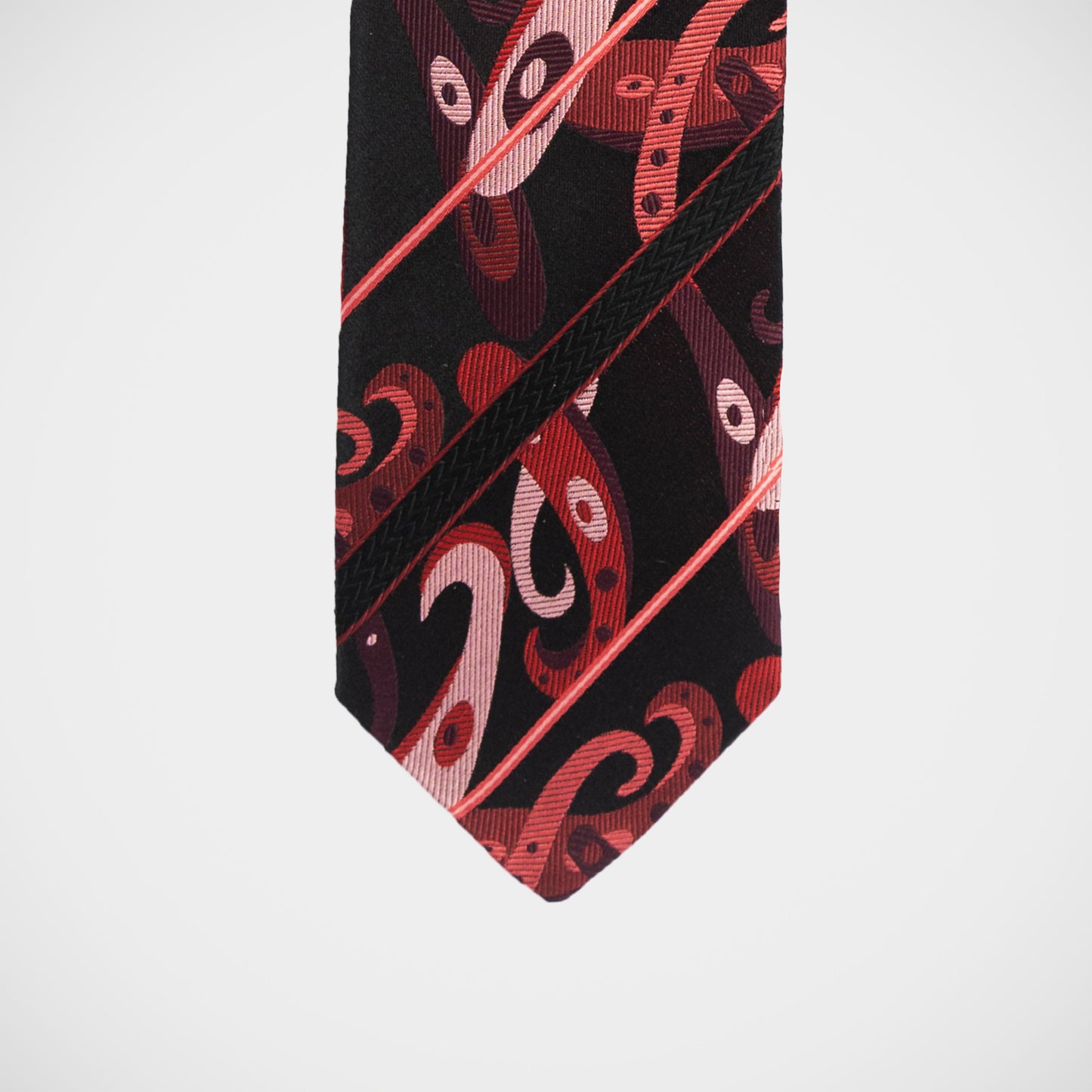 'Paisley and Stripe on Black' Tie