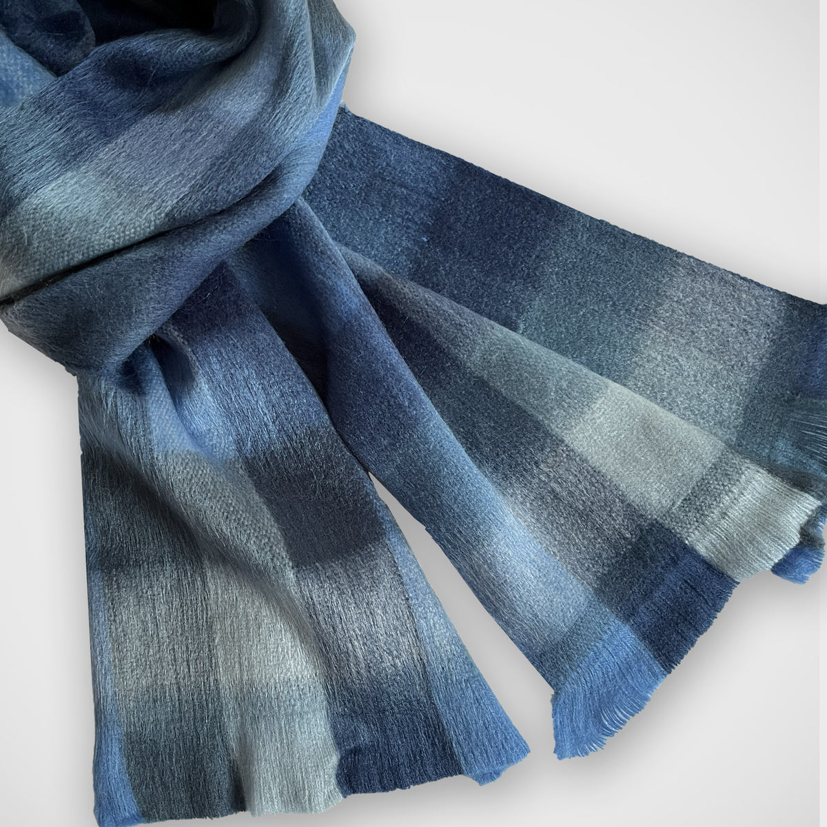 'Blue Tonal Check' Scarf