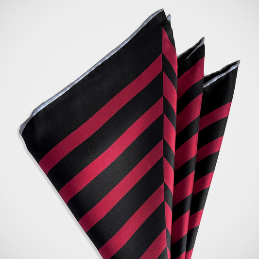 ‘Red and Black Stripe’ Pocket Square