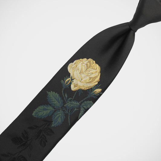 'Rose on Black - Gold' Tie
