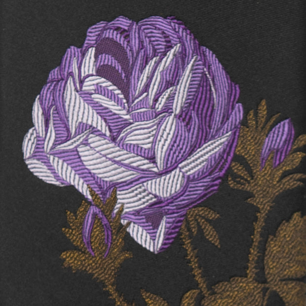 'Rose on Black - Purple' Tie