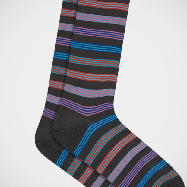 'Colourful Stripes on Grey' Socks