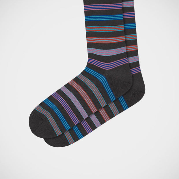 'Colourful Stripes on Grey' Socks