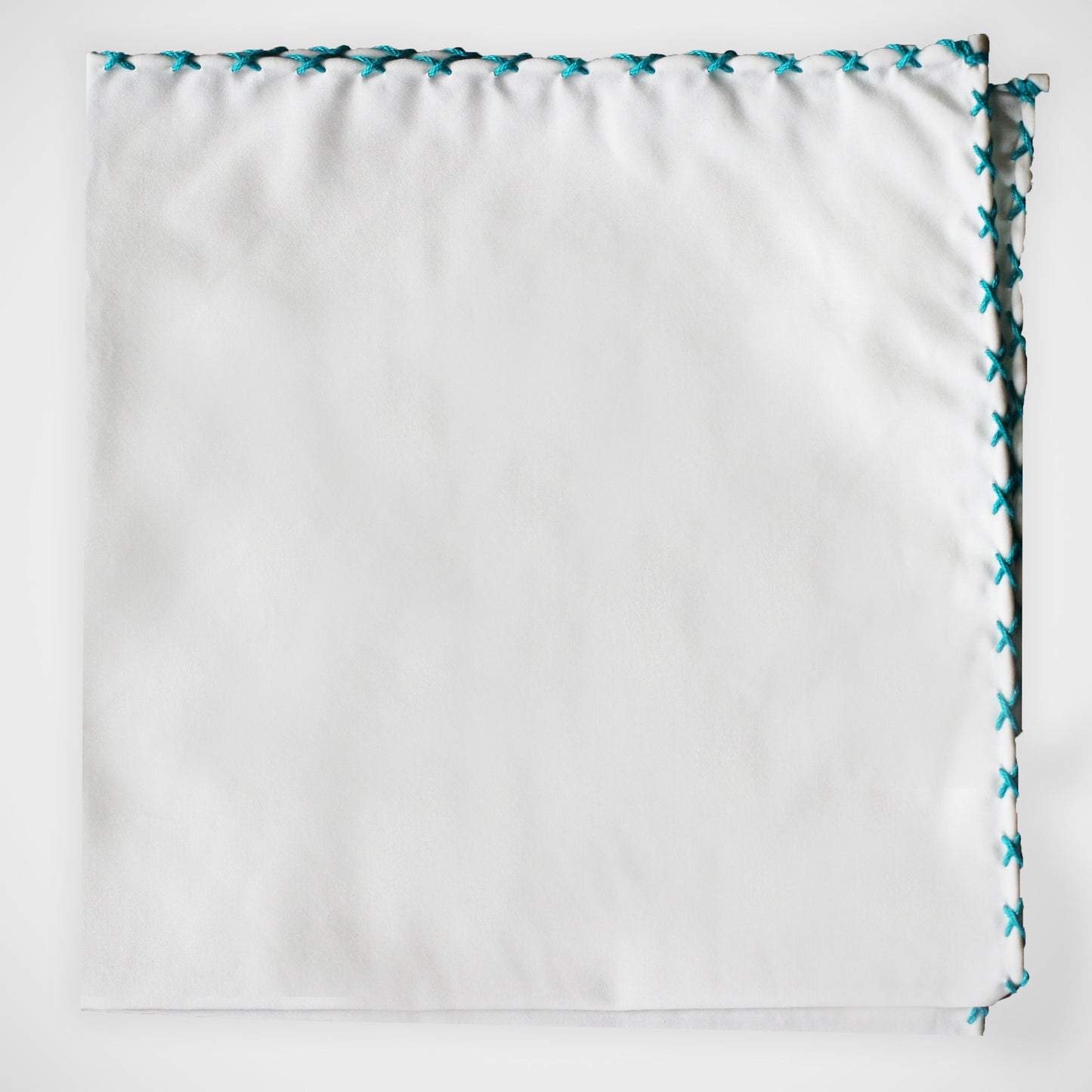 'Hand-stitched in Teal' Pocket Square