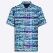 'Turquoise and Orchid Print' Short Sleeved Knit Sport Shirt