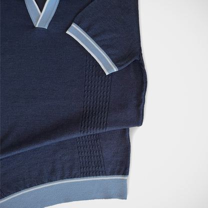 'Two-Tone Ink Blue Polo' Short Sleeve Shirt