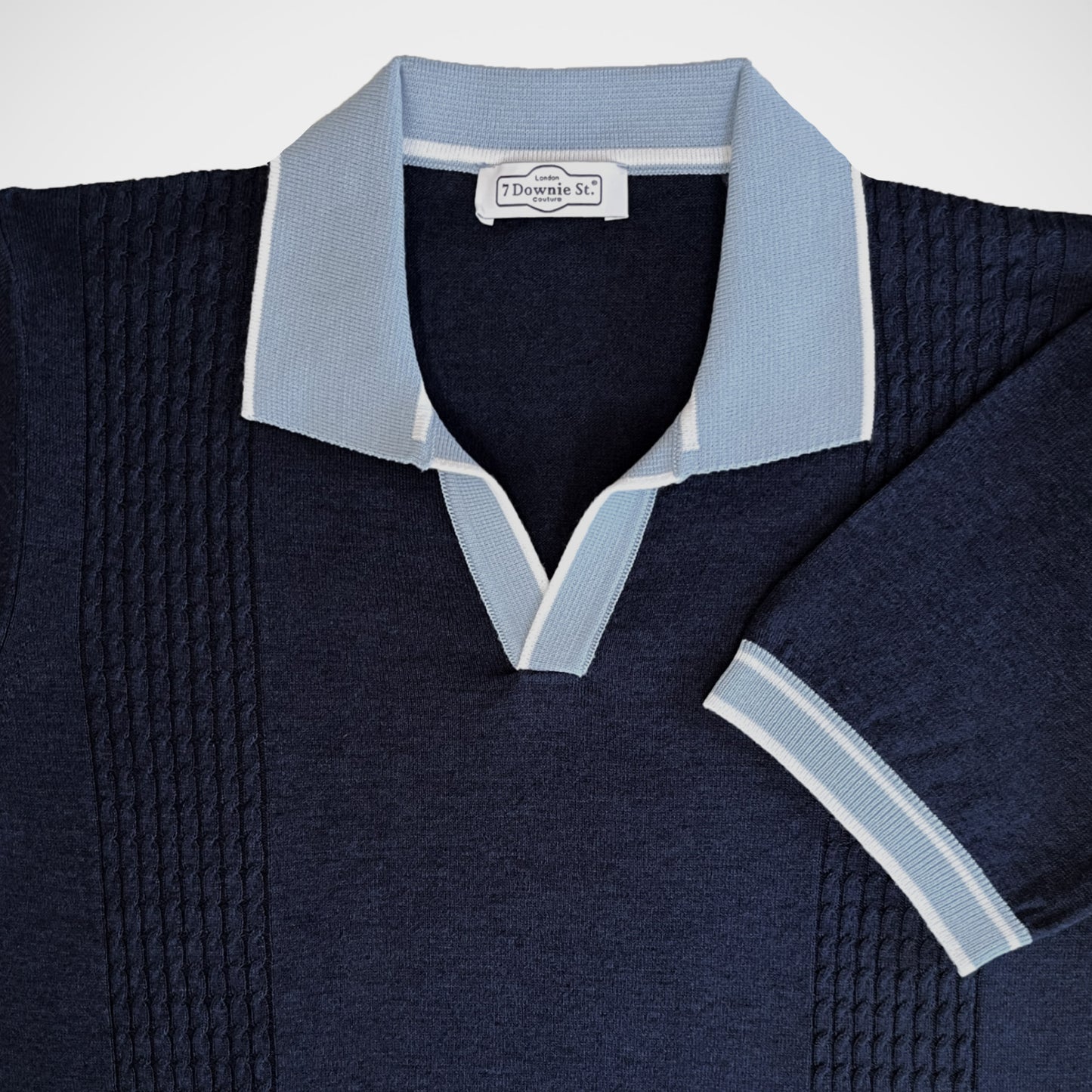 'Two-Tone Ink Blue Polo' Short Sleeve Shirt