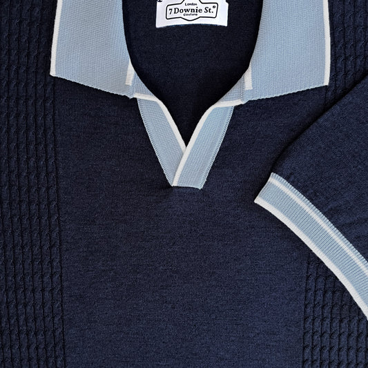 'Two-Tone Ink Blue Polo' Short Sleeve Shirt