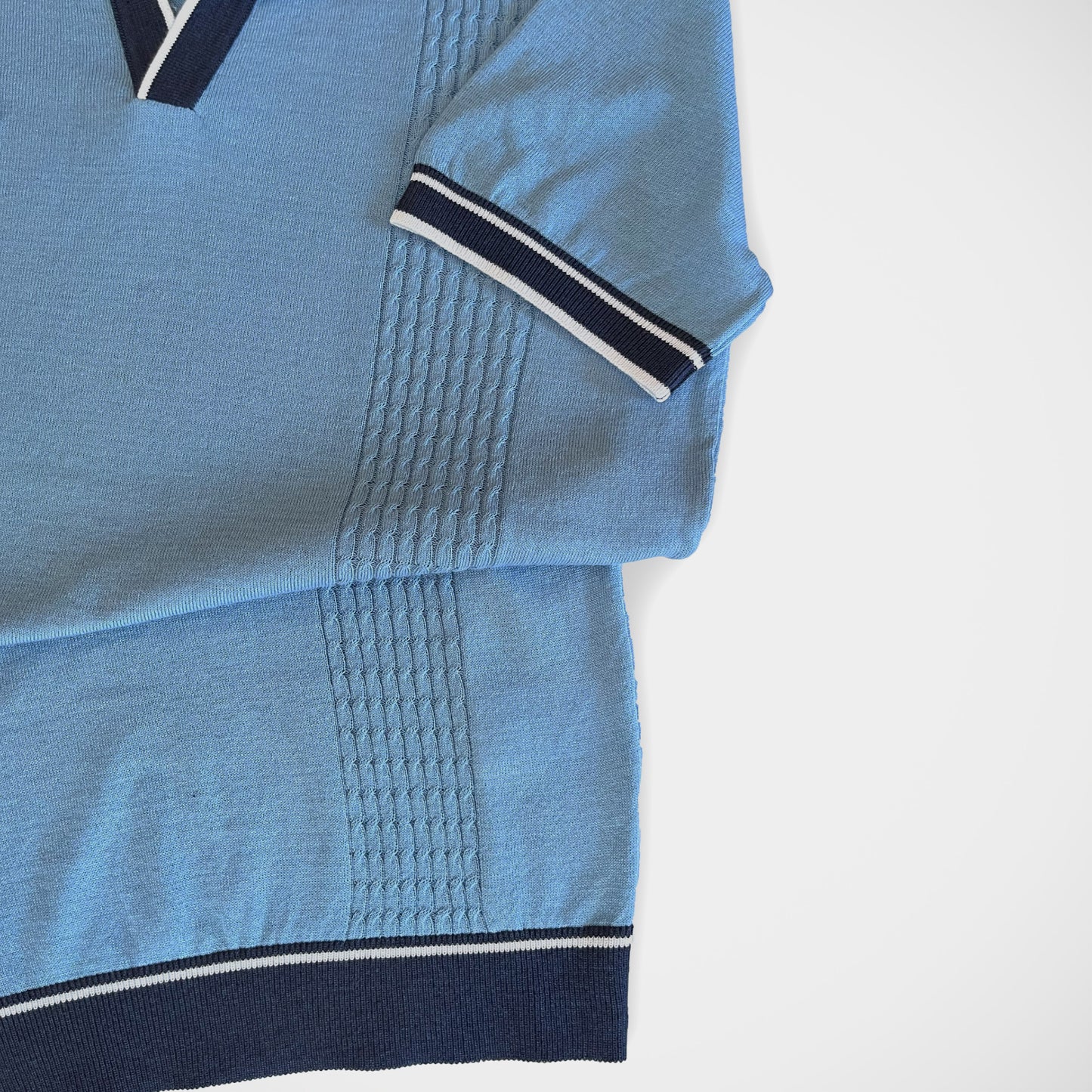 'Two-Tone Light Blue Polo' Short Sleeve Shirt