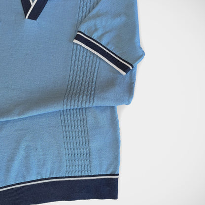 'Two-Tone Light Blue Polo' Short Sleeve Shirt